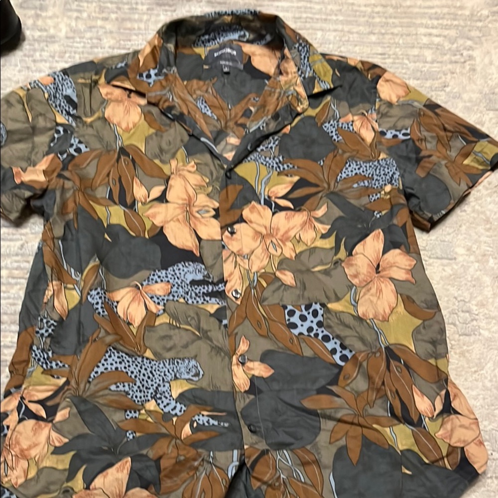 Bonobos Gray and Orange Casual Button Down Shirt